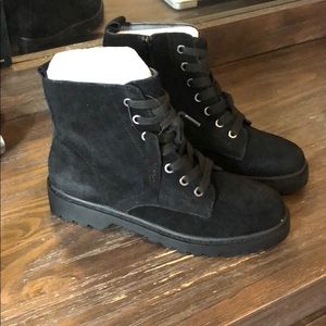 Never before worn black suede booties